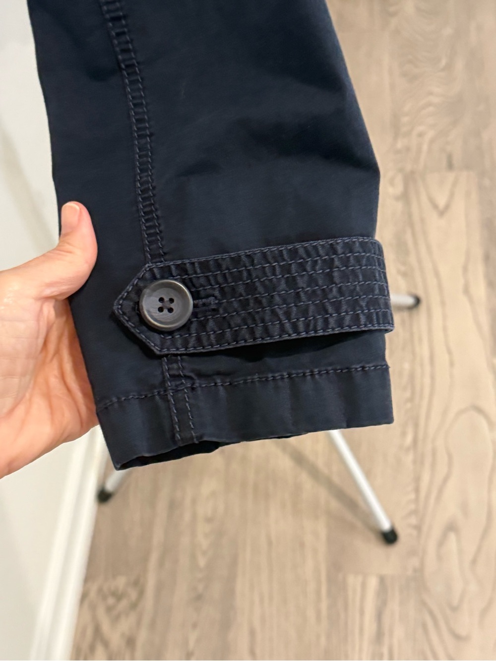 LOFT Navy Utility Safari Jacket Size 14 Cotton Stretch 4 Pocket - Picture 4 of 10